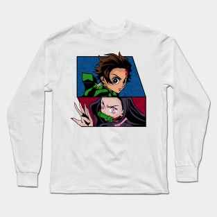 two demon slayer brothers and sisters Long Sleeve T-Shirt